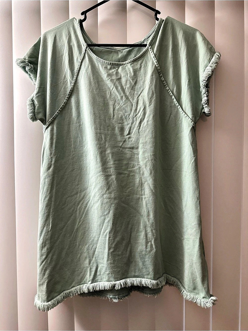 Sage Green Fringe Trim Tunic